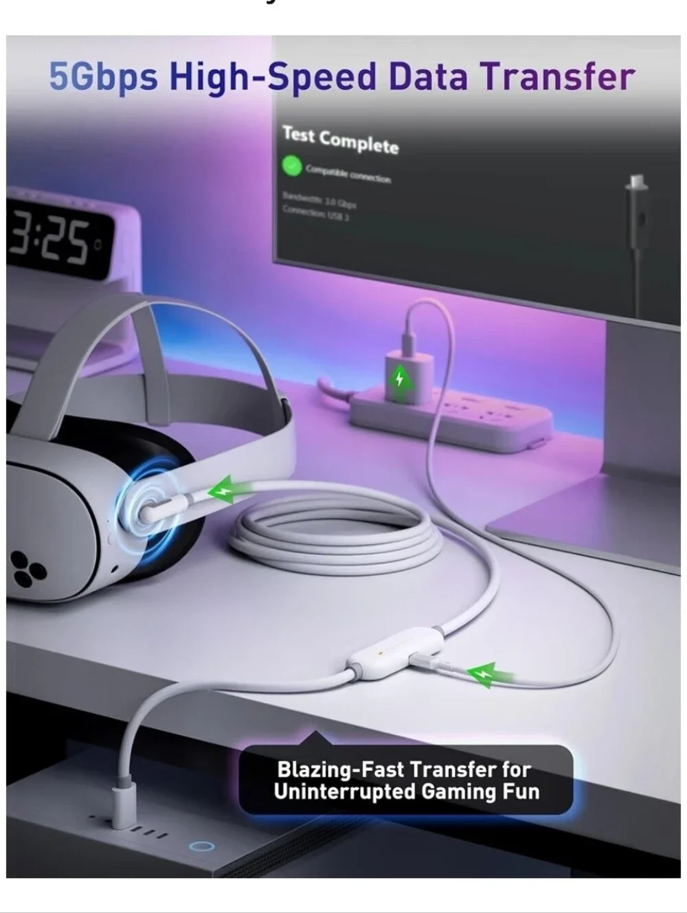 VR Charging Link Cable 16FT (Next-Gen Chip) Compatible with Meta Quest 3S/Quest